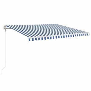 vidaXL kék-fehér automata szélérzékelős és LED-es napellenző 450x350cm kép