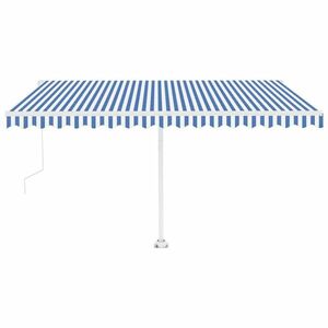 vidaXL kék/fehér automata szélérzékelős és LED-es napellenző 400x350cm kép