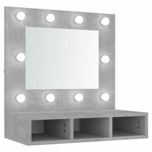 vidaXL betonszürke tükrös szekrény LED-ekkel 60 x 31, 5 x 62 cm kép