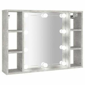 vidaXL betonszürke tükrös szekrény LED-ekkel 76 x 15 x 55 cm kép