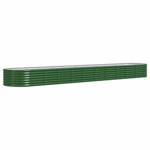 vidaXL zöld porszórt acél kerti magaságyás 440x80x36 cm kép