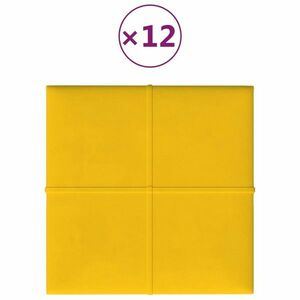 vidaXL 12 db sárga bársony fali panel 30 x 30 cm 1, 08 m² kép