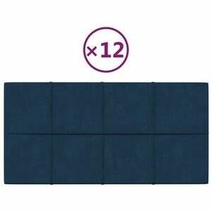 vidaXL 12 db kék bársony fali panel 60x30 cm 2, 16 m² kép