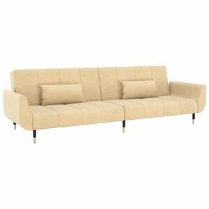 vidaXL kétszemélyes krémszínű bársony kanapéágy két párnával kép