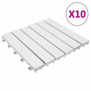 vidaXL 10 darab fehér tömör akácfa padlólap 30 x 30 cm kép