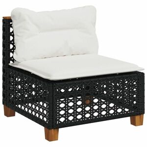 vidaXL fekete polyrattan karfa nélküli kerti kanapé párnával kép