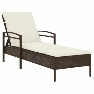 vidaXL barna polyrattan napozóágy párnával 63x200x81 cm kép