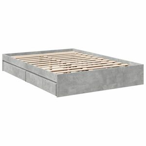 vidaXL betonszürke szerelt fa ágykeret fiókokkal 140 x 190 cm kép