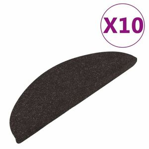 vidaXL 10 db fekete öntapadó lépcsőszőnyeg 65 x 22, 5 x 3, 5 cm kép