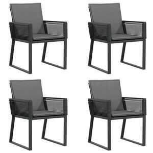 vidaXL 4 db fekete polyrattan kerti szék párnával kép