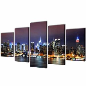 vidaXL Vászon falikép szett színes new york-i Skyline 200 x 100 cm kép