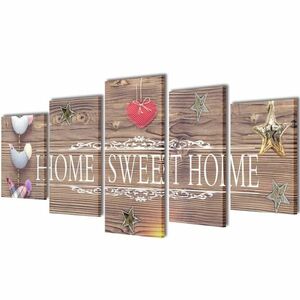 vidaXL Nyomtatott vászon falikép szett "Home Sweet Home" dizájn 200 x 100 cm kép