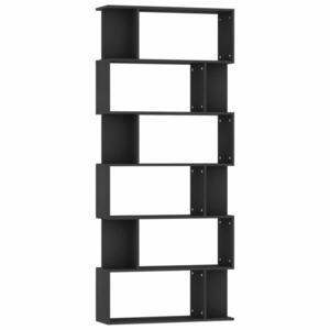 vidaXL fekete szerelt fa könyvszekrény/térelválasztó 80 x 24 x 192 cm kép