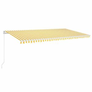 vidaXL sárga és fehér kézzel kihúzható LED-es napellenző 600 x 350 cm kép