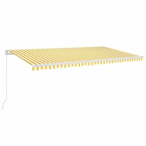 vidaXL sárga és fehér kézzel kihúzható LED-es napellenző 600x300 cm kép