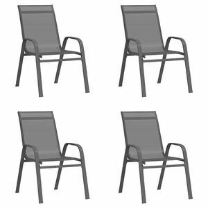 vidaXL 4 db szürke textilén rakásolható kerti szék kép