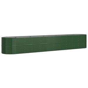 vidaXL zöld porszórt acél kerti magaságyás 440x80x68 cm kép