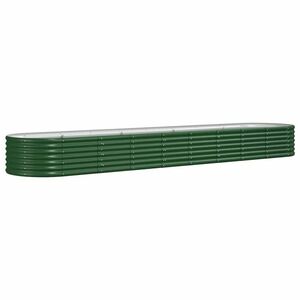 vidaXL zöld porszórt acél kerti magaságyás 368x80x36 cm kép