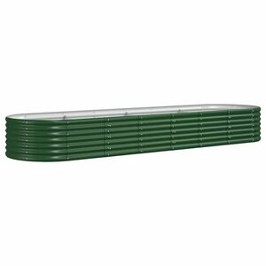 vidaXL zöld porszórt acél kerti magaságyás 296x80x36 cm kép