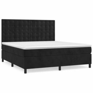vidaXL fekete bársony rugós ágy matraccal 160x200 cm kép