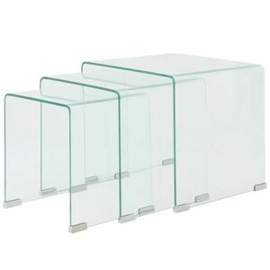 vidaXL Három részes egymásba illeszthető asztal szett edzett üvegből kép