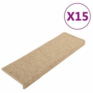 vidaXL 15 db szizál hatású homokszínű öntapadó lépcsőszőnyeg 65x21x4cm kép
