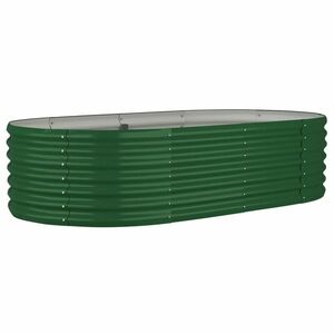 vidaXL zöld porszórt acél kerti magaságyás 152x80x36 cm kép