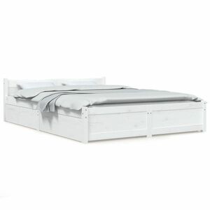 vidaXL fehér ágykeret fiókokkal 160x200 cm kép