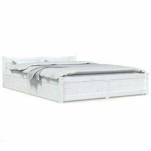 vidaXL fehér ágykeret fiókokkal 135 x 190 cm (Double) kép
