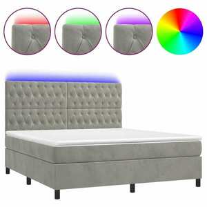 vidaXL világosszürke bársony rugós és LED-es ágy matraccal 160x200 cm kép
