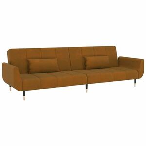 vidaXL kétszemélyes barna bársony kanapéágy 2 párnával kép
