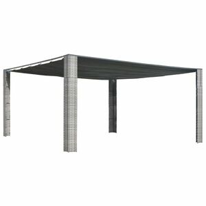 vidaXL szürke és antracit polyrattan pavilon tetővel 400x400x200 cm kép