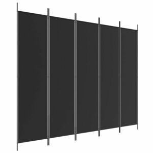 vidaXL 5 paneles fekete szövet térelválasztó 250x200 cm kép