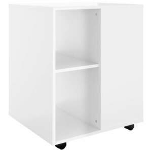 vidaXL magasfényű fehér forgácslap kerekes szekrény 60 x 53 x 72 cm kép