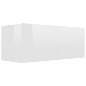 vidaXL magasfényű fehér szerelt fa TV-szekrény 80 x 30 x 30 cm kép