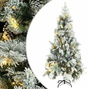 vidaXL PVC és PE megvilágított karácsonyfa hóval/fenyőtobozzal 225 cm kép