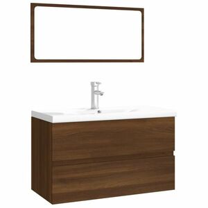 vidaXL barna tölgyszínű szerelt fa fürdőszobai bútorgarnitúra kép