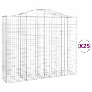 vidaXL 25 db íves horganyzott vas gabion kosár 200x50x160/180 cm kép