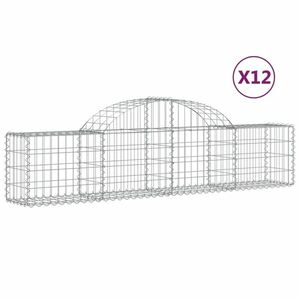 vidaXL 12 db íves horganyzott vas gabion kosár 200x30x40/60 cm kép