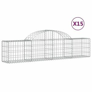 vidaXL 15 db íves horganyzott vas gabion kosár 200x30x40/60 cm kép