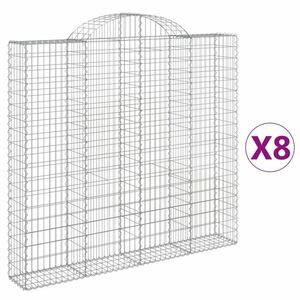 vidaXL 8 db íves horganyzott vas gabion kosár 200x30x180/200 cm kép