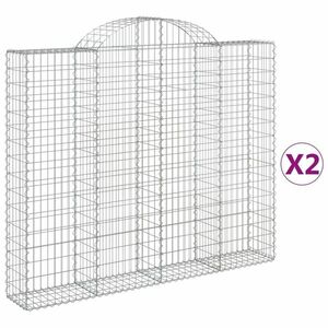 vidaXL 2 db íves horganyzott vas gabion kosár 200x30x160/180 cm kép