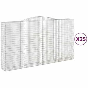 vidaXL 25 db íves horganyzott vas gabion kosár 400x50x220/240 cm kép