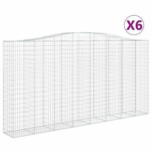 vidaXL 6 db íves horganyzott vas gabion kosár 400x50x200/220 cm kép