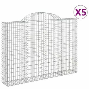 vidaXL 5 db íves horganyzott vas gabion kosár 200x30x140/160 cm kép