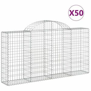 vidaXL 50 db íves horganyzott vas gabion kosár 200x30x100/120 cm kép