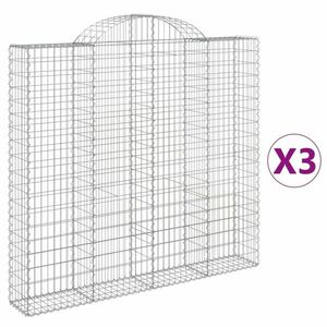 vidaXL 3 db íves horganyzott vas gabion kosár 200x30x180/200 cm kép