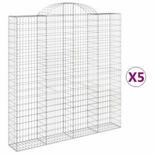 vidaXL 5 db íves horganyzott vas gabion kosár 200x30x200/220 cm kép