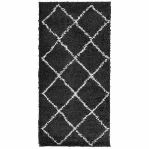 vidaXL PAMPLONA fekete és krém bolyhos modern szőnyeg 100 x 200 cm kép