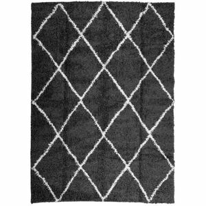 vidaXL PAMPLONA fekete és krém bolyhos modern szőnyeg 240 x 340 cm kép